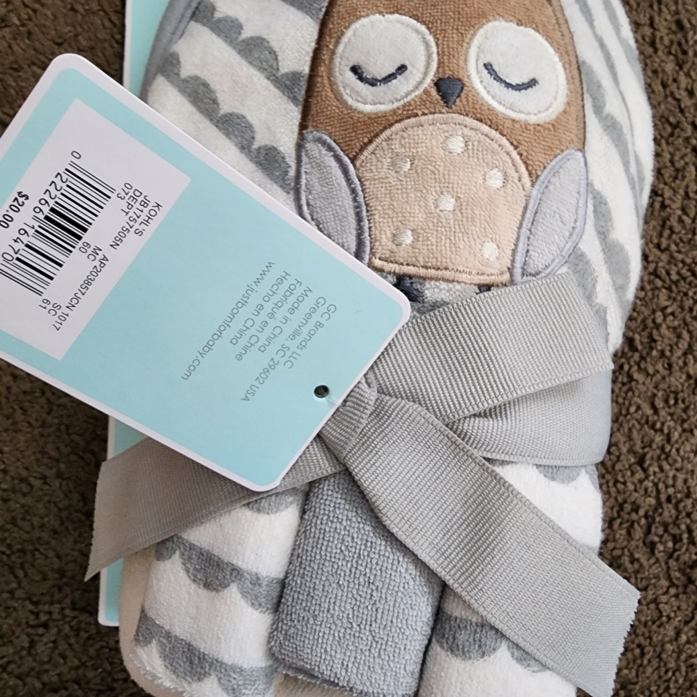 🆕️ Owl Towel/Washcloth Set - Picture 5 of 6